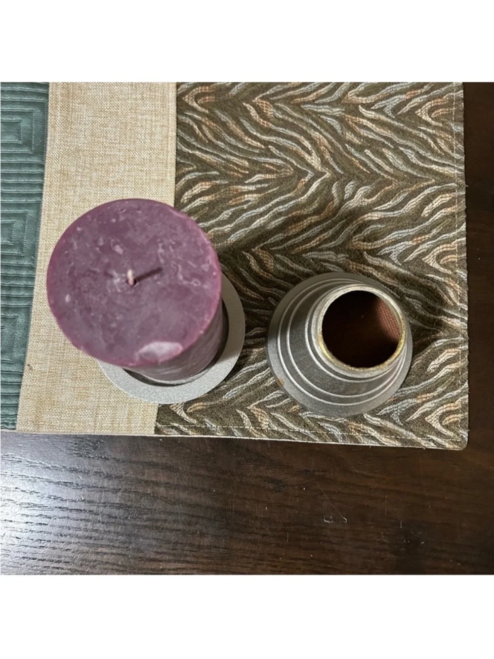 Pottery Barn Vintage 90’s Lavender Candle on Silver metal Holder home decor